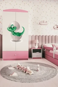 Detská skriňa Babydreams 90 cm dinosaurus ružová