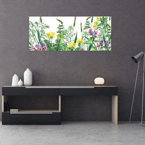Obraz - Maľované lúčne kvety (120x50 cm)