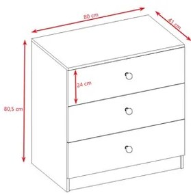 Komoda Babydreams 80 cm medvedík modrá