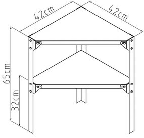 Regál G21 42 x 42 cm rohový, pre záhradné domčeky a skleníky 63900482