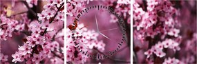 Obraz - Ružová sakura (s hodinami) (90x30 cm)