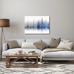 Obraz - Panoráma mesta, modro-šedé (70x50 cm)