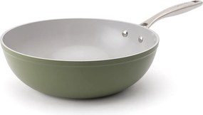 Elmich Nepriľnavá keramická panvica wok Zen Ø 28 cm – olivovozelená