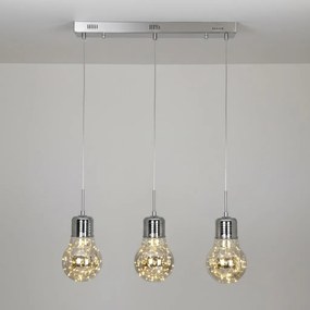 Závesné svietidlo Bulb 3, chrómové telo svietidla, ch