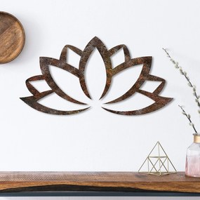 Nástenná kovová dekorácia Hrdzavá Lotus viacfarebná