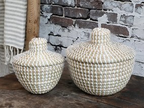 2ks prírodný košík z morskej trávy s vekom Billo - Ø 20*18 / Ø 15*16cm