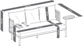 Záhradná pohovka s 2 otočnými stolíkmi