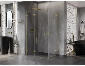 Mexen Lunar Duo, výklopný sprchový kút 100 x 90 cm, 8mm číre sklo, zlatý profil, 834-100L-090P-50-00