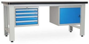 Dielenský stôl Solid MDF-41, 210 cm, 2 závesné boxy, čierna