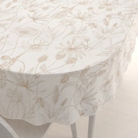 Biante Bavlnený oválny obrus Sandra SA-425 Hnedé listy na smotanovom 140x220 cm