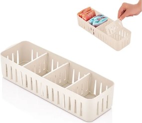 Orion Úložný box, s priehradkami, stohovateľný, sivý, NIKI (4 priehradky), 32 x 10 x 7 cm BIELA