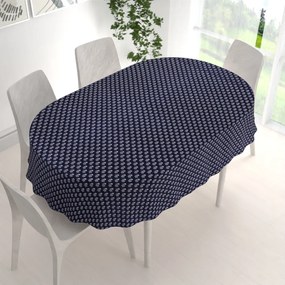 Biante Bavlnený oválny obrus Sandra SA-354 Biele kvety na tmavo modrom 130x220 cm