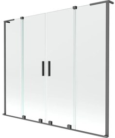 Mexen Velar L Duo, 2-krídlová posuvná vaňová zástena 170 x 150 cm, 8mm číre sklo, grafitová, 896-170-003-02-95