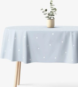Goldea oválny obrus 100% bavlnené plátno - bodky na nebesky modrom 120 x 160 cm