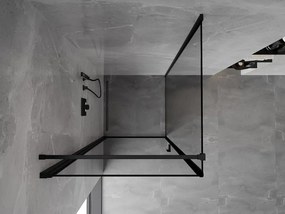 Mexen Mist-B, 1-krídlový výklopný sprchový kút, ľavý, 70 x 70 cm, číre sklo-čierny rám, 8A2T-070-070-70-70-L