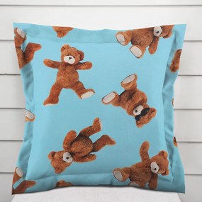 Biante Detská bavlnená obliečka na vankúš s lemom Sandra SA-724 Plyšové medvedíky na modrom 50 x 50 cm