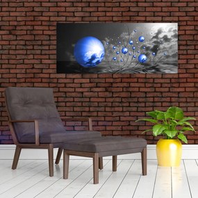 Obraz tmavo modrých gulí (120x50 cm)