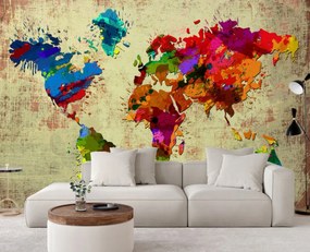 Fototapeta, Barevná mapa světa malovaná - 450x315 cm