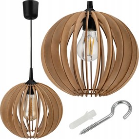 ZÁVESNÝ STROPNÝ LUMPER LED E27 NASTAVITEĽNÝ 0-100CM DREVENÉ TIENIDLO