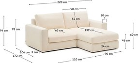 Béžová ženilková rohová pohovka (pravý roh/s leňoškou) Alea – Kave Home