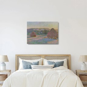 Sklenený obraz - Claude Monet, Stacks of Wheat (End of Summer) , reprodukcia (70x50 cm)