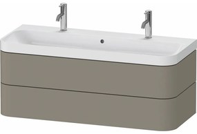 DURAVIT Happy D.2 Plus c-shaped závesná skrinka s nábytkovým umývadlom s dvomi otvormi, 2 zásuvky, 1175 x 490 x 480 mm, kameňovo šedá matná lakovaná, HP4379O92920000