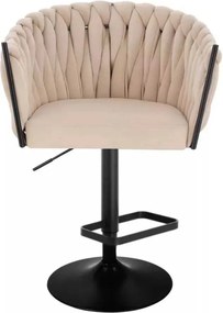 LuxuryForm DESIGN Barová stolička NORDEN VELUR na čiernom tanieri - krémová