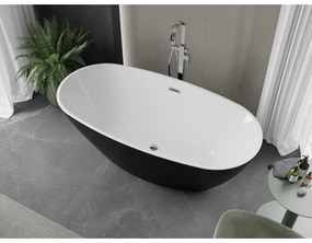 Mexen Eris, voľne stojaca vaňa 170 x 80 cm, biela-čierna, chrómový prepad, 53441708075-01
