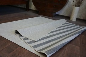 Exteriérový Obojstranný Koberec SIZAL DOUBLE  29205/095 Pásy čierny bež/melanž béž