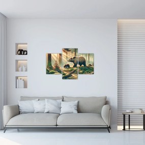 Obraz - Medvede v lese (90x60 cm)