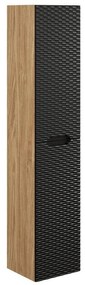 Vysoká závesná kúpeľňová skrinka Ocean 2D dub olejovaný/čierna