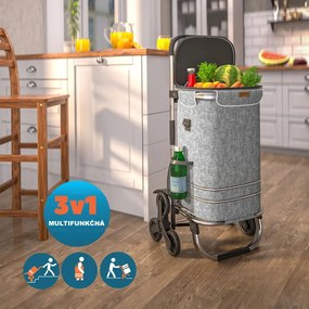 Nákupná taška na kolieskach do schodov COMFORT,50l, šedá Jurhan