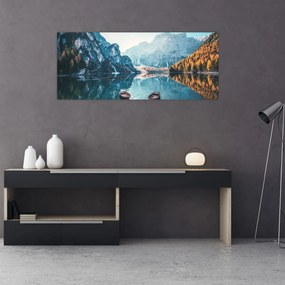 Obraz - Lode na jazere Braies (120x50 cm)