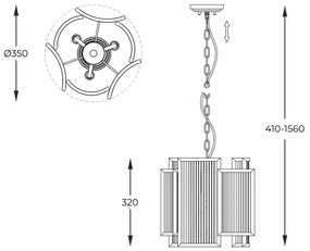 Zuma Line P0528-03A-V6AC - Luster na reťazi SERGIO 3xE14/60W/230V zlatá