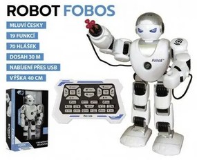 Teddies Robot RC FOBOS plast interaktívny chodiaci 40cm česky hovoriaci na batérie s USB v krabici 31x45x13cm