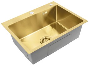 Rea Liam, oceľový kuchynský drez 530x450x200mm + sifón, zlatá matná, ZLE-06007
