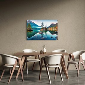 Obraz - Jazero Hintersee, Bavorské Alpy, Rakúsko (90x60 cm)