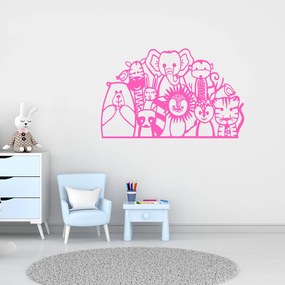 Veselá Stena Samolepka Africké zvieratká Farba: ružová, Veľkosť: 60 x 37 cm