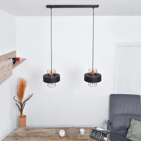 LED Luster na lanku VOLTA 2xE27/15W/230V čierna/zlatá