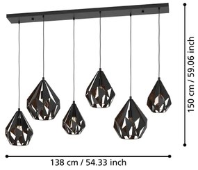 Eglo 43846 - Luster na lanku CARLTON 6xE27/40W/230V