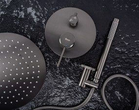 Sprchový komplet REA LUNGO GRIP + BOX s podomietkovou batériou, gun grey