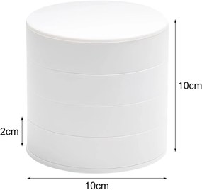 VERK GROUP 4 - poschodový okrúhly organizér na šperky, šperkovnica, biela