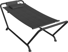 Outsunny samostatne stojaca hojdacia sieť 237 × 90 cm — s rozpernou tyčou, polstrovaným vankúšom a bočným vreckom, práškovo lakovaný oceľový rám, nosn