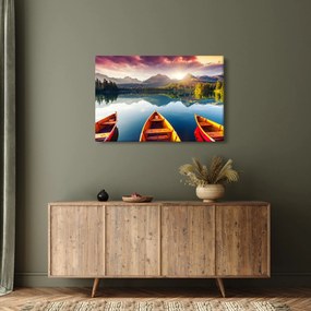 Obraz - Jazero s loďkami (90x60 cm)
