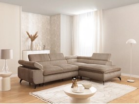 Hnedá menčestrová rohová pohovka (pravý roh/do L) Marbeya – Ropez