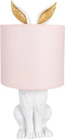 Biela stolná lampa králik s ružovým tienidlom Rabbi - Ø 20*43 cm E27/max 1*60W