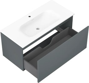 Mexen Orio, kúpeľňová skrinka 100 cm s umývadlom Vela, 1 zásuvka, grafitová matná/biela matná, 91A10-10047-1-BF66-W23M01