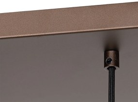 Art Deco závesné svietidlo tmavá bronz so sklom jantárovej farby 8-svetlo - Sandra