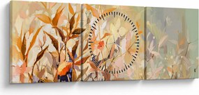Obraz - Maľované rastliny (s hodinami) (90x30 cm)