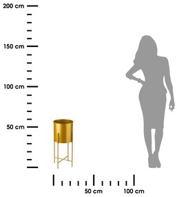 KOVOVÝ KVETINÁČ SO STOJANOM GOLDEN 55X21 CM ZLATÁ